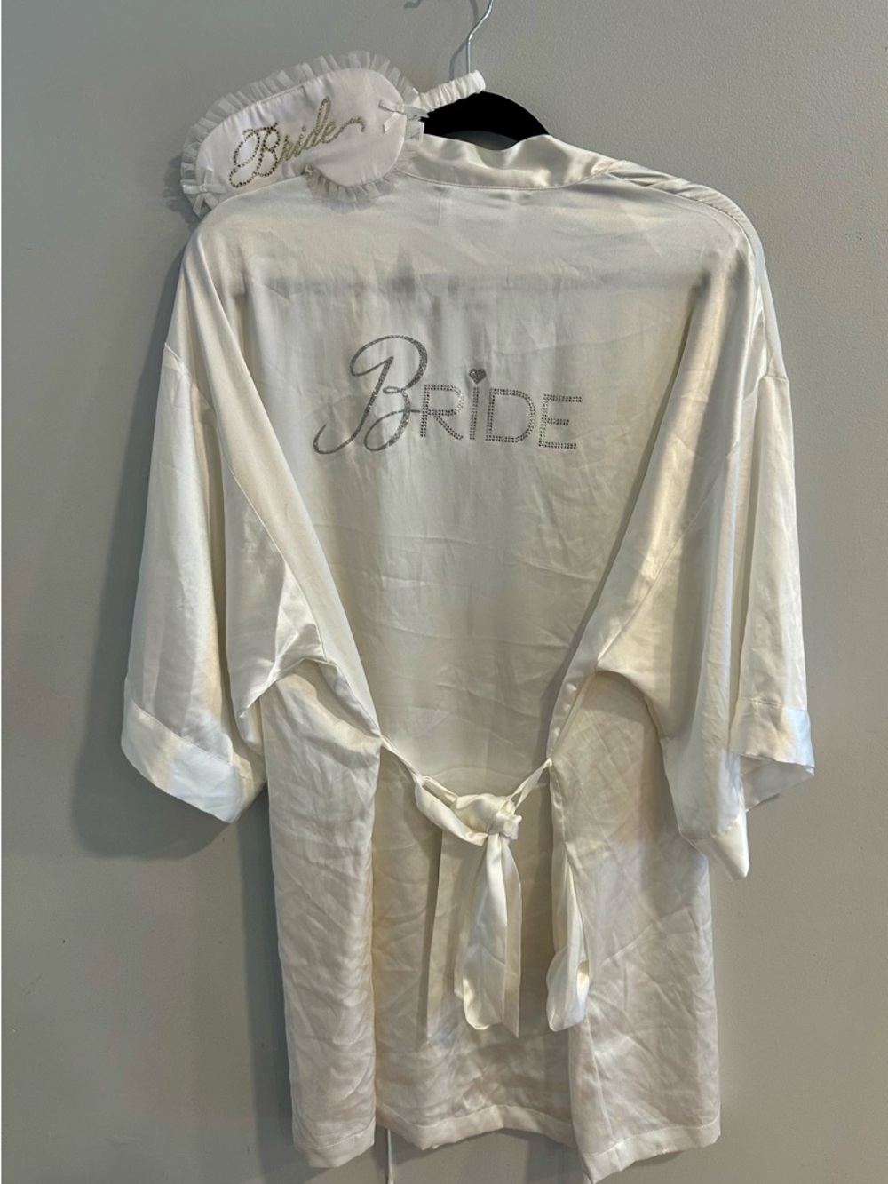 Bride Satin Robe and Eye Mask Set - Ivory